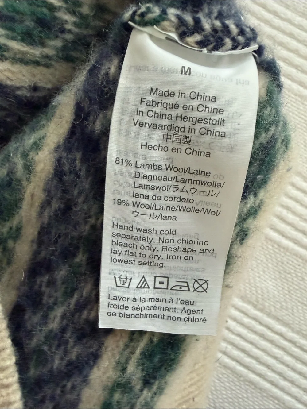 J.Crew Men's Fair Isle Lambswool Crewneck Sweater Sesame Blue Medium